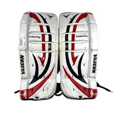 Used Vaughn VELOCITY V5 7110 Goalie Leg Pads White 22" +1.5" 11506-S000277691