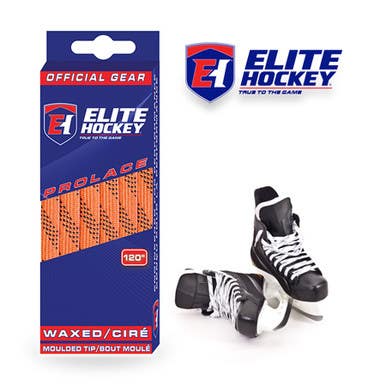 New Elite Hockey Waxed Laces Orange/Black 72" 11506-ELTORB72