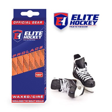 New Elite Hockey Waxed Laces Orange/Black 72" 11506-ELTORB72