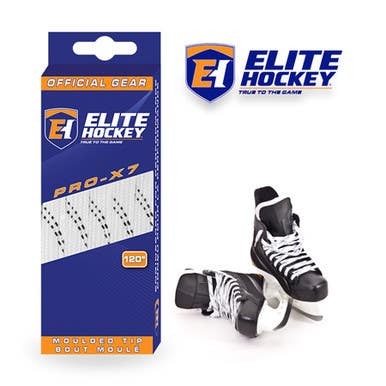 New Elite Hockey Non-Waxed Laces White/Black 84" 11506-ELTWBNW84