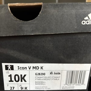White Kid's 10K (Toddler) Youth Adidas Low Top Icon Molded Cleats (New)