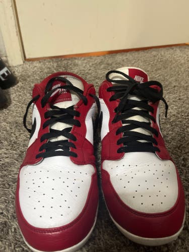 Red Men's Size M 12.0 (W 13.0) Adult Nike Low Top Air Jordan Molded Cleats (Used)