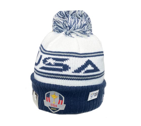 NEW 2025 Men's New Era USA Ryder Cup Navy/White Winter Pom Beanie/Hat