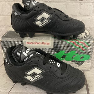 Lotto 56595 Kid's GO OLIMPICO JR FE Leather Soccer Cleats Black White US 12