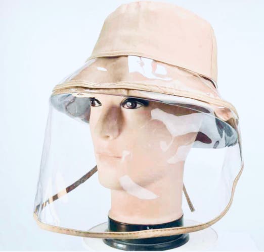Beige fisherman Removable Protective Bucket Hat by Lairies Anti-Fog Dustproof Sun