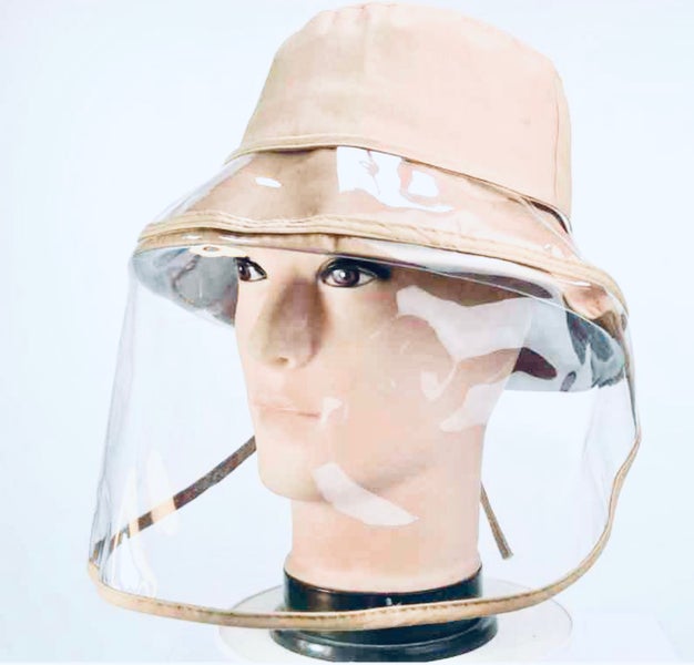 Beige fisherman Removable Protective Bucket Hat  by Lairies Anti-Fog Dustproof Sun