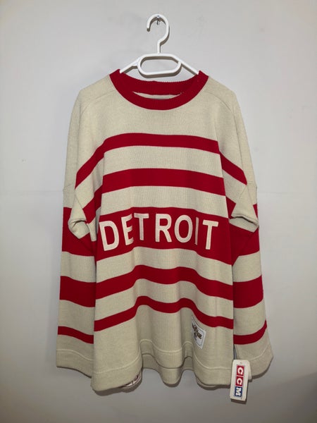 1927-28 CCM Heritage Detroit Red Wings Hockey Knit Sweater – Red/White – Size Large, NWT