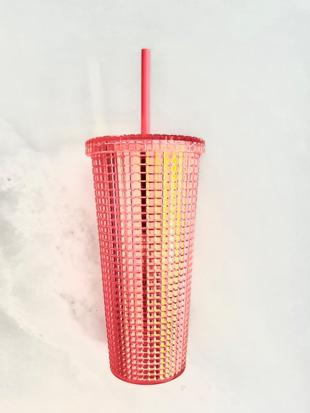 Rose silver 20oz Double Wall Studded Tumbler with Straw BPA Free