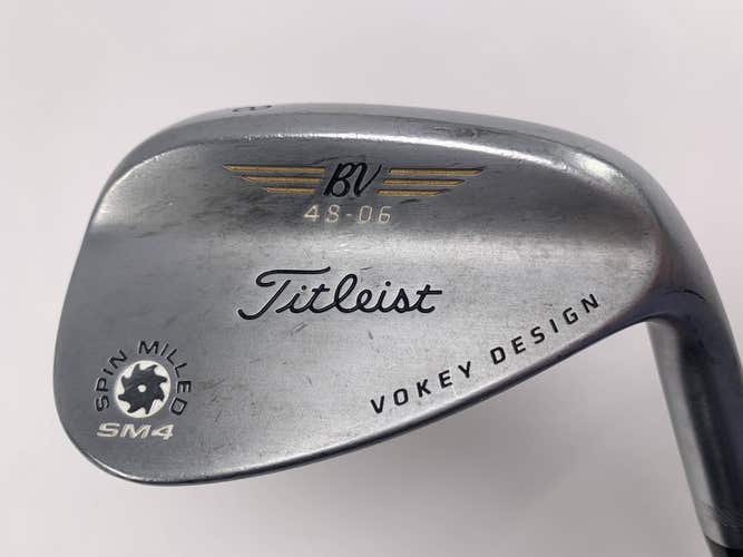 Titleist Vokey Spin Milled SM4 Chrome Wedge 48* 6 Bounce Wedge Steel Mens RH