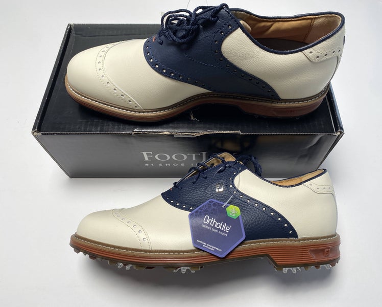 FootJoy DryJoys Premiere Series Golf Shoes Cream Navy Men's SZ 10.5 (54350)