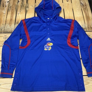 NWT men's medium Adidas Kansas Jayhawks long sleeve basketball shooting hoodie FTBL