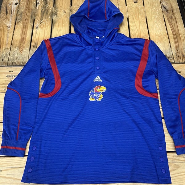 NWT men's medium Adidas Kansas Jayhawks long sleeve basketball shooting hoodie FTBL