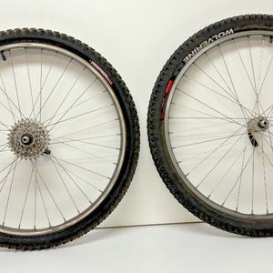 Vintage Araya RM-20 6-Spd Aluminum 26" Mtn Bike Wheelset Deore MT60 Hubs +Tires
