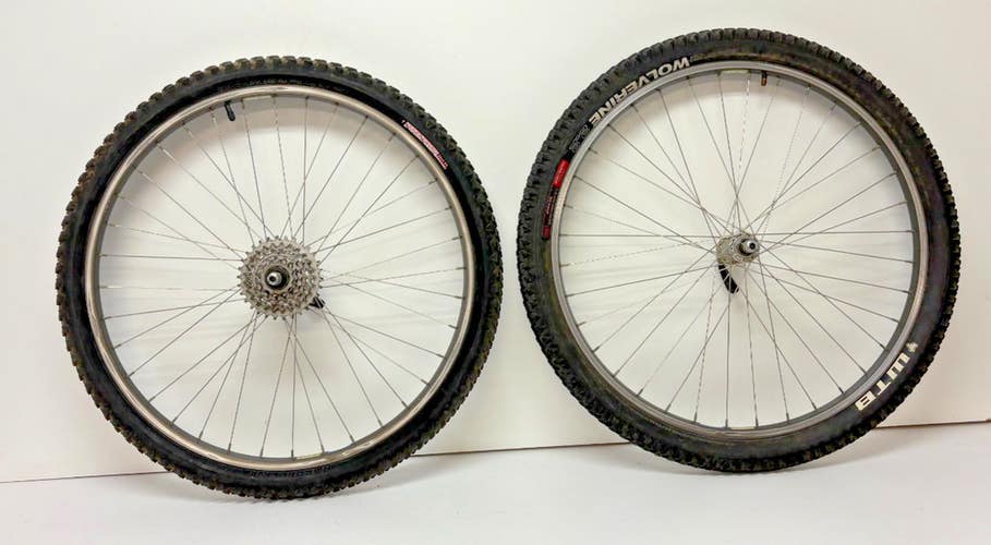 Vintage Araya RM-20 6-Spd Aluminum 26" Mtn Bike Wheelset Deore MT60 Hubs +Tires
