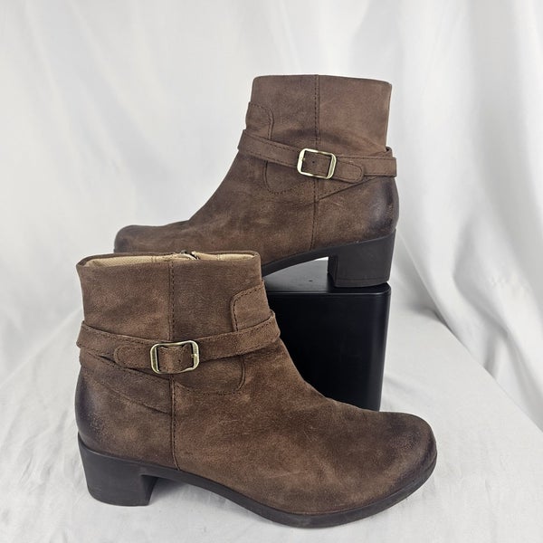 Dansko Cagney Womens Boots Leather Brown Heel Pull On Zip Buckle Shoes EU 38/7.5
