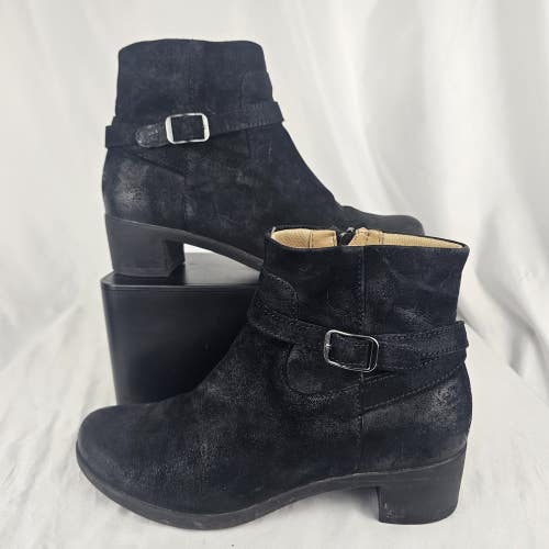 Dansko Cagney Womens Boots Leather Black Heel Pull On Zip Buckle Shoes EU 38/7.5