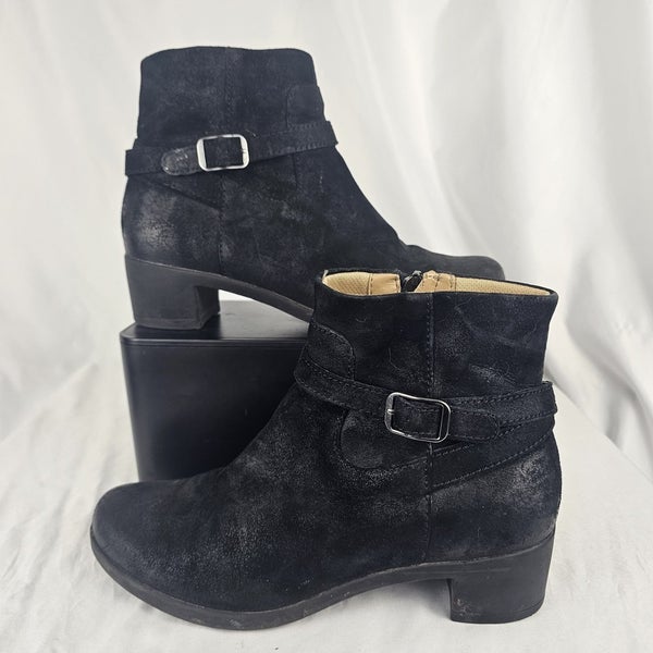 Dansko Cagney Womens Boots Leather Black Heel Pull On Zip Buckle Shoes EU 38/7.5