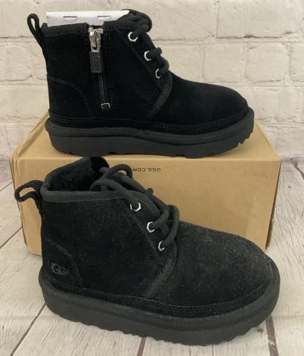 UGG 1017320T Kids NEUMEL II Lightweight Wool-Lined Suede Chukka Boots Black US 9