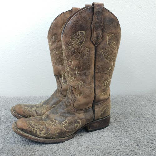 Circle G Dragonfly Embroidered Cowgirl Womens Size 8 Western Boots L5079