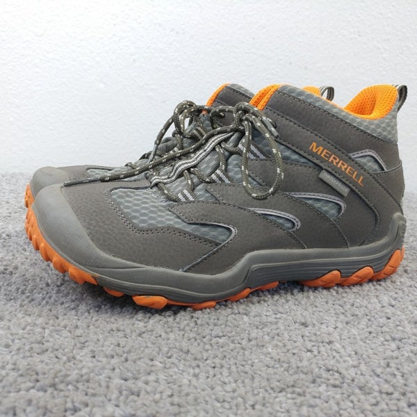 Merrell Chameleon 7 Access Mid Waterproof Hiking Boys Size 3 Shoes Gray Orange