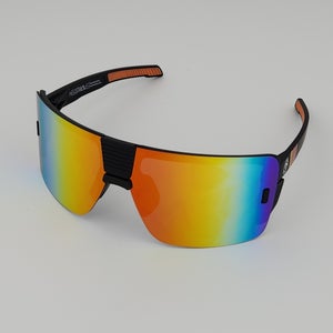 Heatwave Vector Large Rimless Sunglasses ANSI Z87 Black Frame Orange Mirror H48