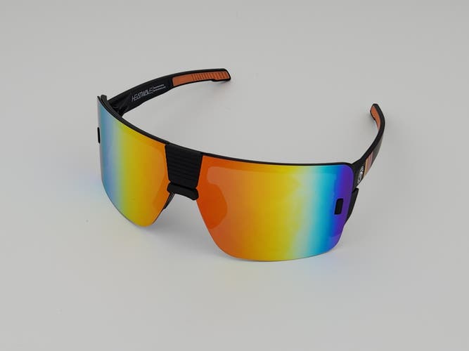 Heatwave Vector Large Rimless Sunglasses ANSI Z87 Black Frame Orange Mirror H48