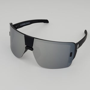Heatwave Vector Large Rimless Sunglasses ANSI Z87 Black Frame Silver Mirror H47