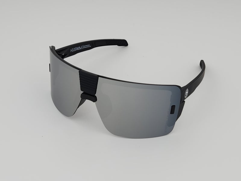 Heatwave Vector Large Rimless Sunglasses ANSI Z87 Black Frame Silver Mirror H47