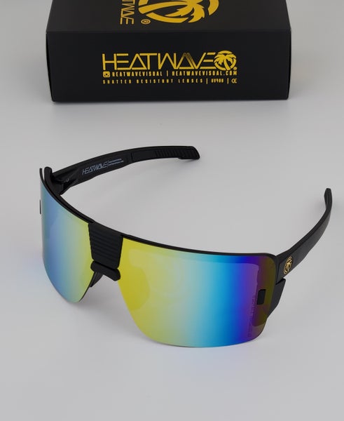 Heatwave Vector Large Rimless Sunglasses Z87 Black Frame Yellow Mirror Lens H52