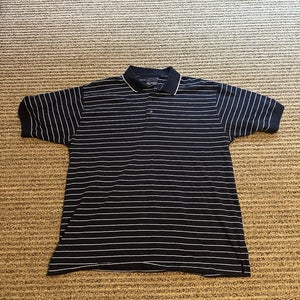VINTAGE Greg Norman Collection Polo Shirt Mens Large Black Stripe Golf