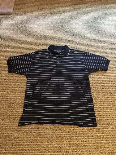 VINTAGE Greg Norman Collection Polo Shirt Mens Large Black Stripe Golf