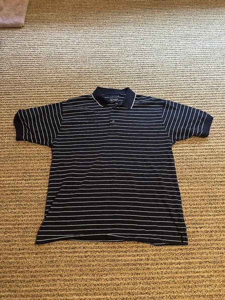 VINTAGE Greg Norman Collection Polo Shirt Mens Large Black Stripe Golf