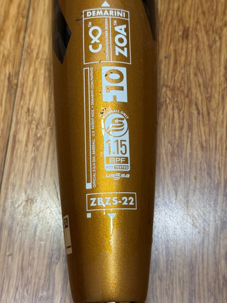 Used 2022 DeMarini Zoa Bat USSSA Certified (-10) Composite 20 oz 30"