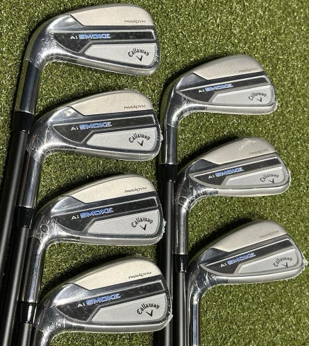 NEW Callaway Paradym AI Smoke Iron Set 5-PW, AW Graphite Cypher Fifty Regular LH