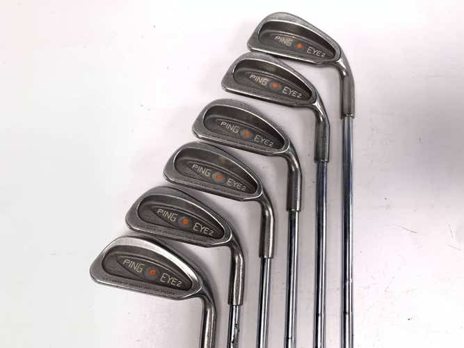 Ping Eye 2 Iron Set 3-9 Orange Dot 2* Flat Karsten ZZ-Lite Stiff RH No 6 iron