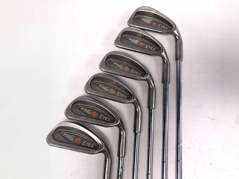 Ping Eye 2 Iron Set 3-9 Orange Dot 2* Flat Karsten ZZ-Lite Stiff RH No 6 iron