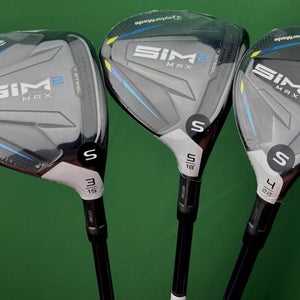 TaylorMade SIM2 MAX Fairway Wood / Hybrid Set 3W 15*, 5W 18*, 4H 22* Stiff NEW