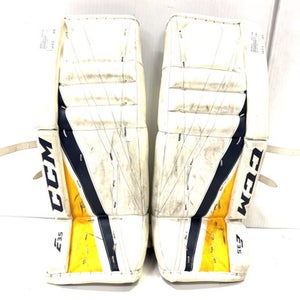 Used CCM E3.5 24+1 Goalie Leg Pads Junior White 24" 11860-S000296135