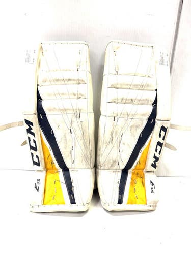 Used CCM E3.5 24+1 Goalie Leg Pads Junior White 24" 11860-S000296135