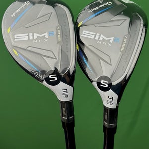 TaylorMade SIM2 Max Rescue Hybrid Set 3H - 19*, 4H - 22* Stiff Flex w/ Covers