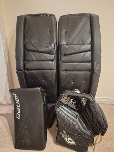 35+2 CCM Eflex 5 pads, Bauer Ultrasonic Blocker, Brian's Sz3 Glove Goalie Full Set Pro Stock (Used)