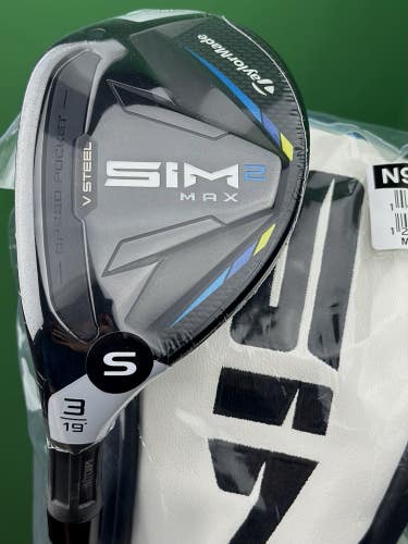 TaylorMade SIM2 Max Hybrid 3H 19* LEFT Hand Stiff Flex Ventus LH w/ Cover NEW