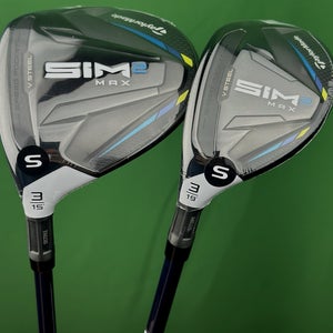 TaylorMade SIM2 Max Fairway Wood, Hybrid Set LEFT Hand 3W-15*, 3H-19* Stiff LH