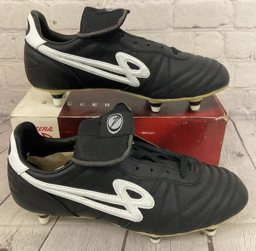 Lanzera 12225-696 Men's OLIMPICO S Leather Soccer Cleats Black White US 6.5