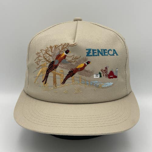 Vintage ZENECA Flying Pheasant Hunting Snapback Cap USA Made New Old Stock NOS