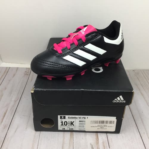 Black Pink Kids 10.5K (Little Kids) Adidas Goletto VI Molded Soccer Cleats (New)