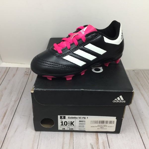 Black Pink Kids 10.5K (Little Kids) Adidas Goletto VI Molded Soccer Cleats (New)