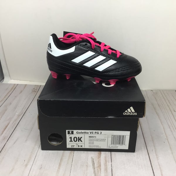 Black Pink Kids 10K (Little Kids) Adidas Goletto VI Molded Soccer Cleats (New)
