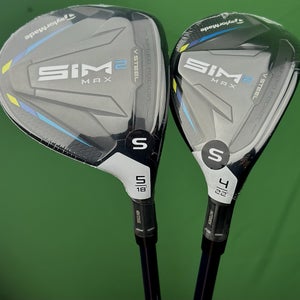 TaylorMade SIM2 Max Fairway Wood, Hybrid Set 5W-18*, 4H-22* Stiff w/ Covers NEW!