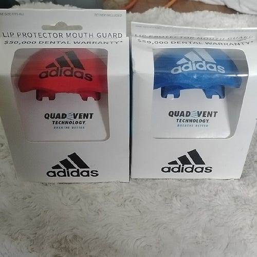 new adidas quad vent football mouth guard one size fits all red or blue